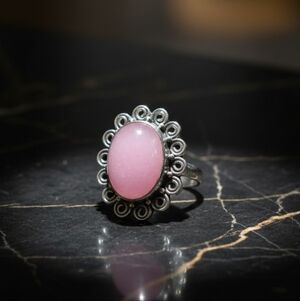 Rose Quartz Sterling Silver Flower Ring
